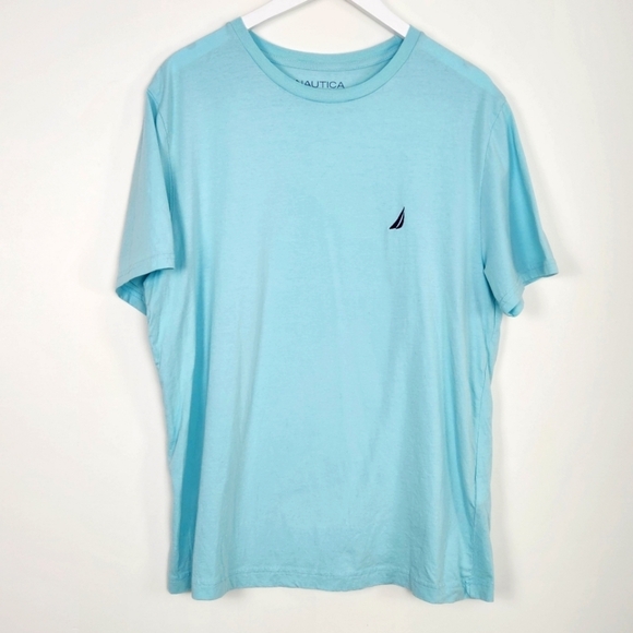 NAUTICA Men's Light Green Crewneck 100% Cotton Short Sleeve Logo T-Shirt  XL - Picture 1 of 9